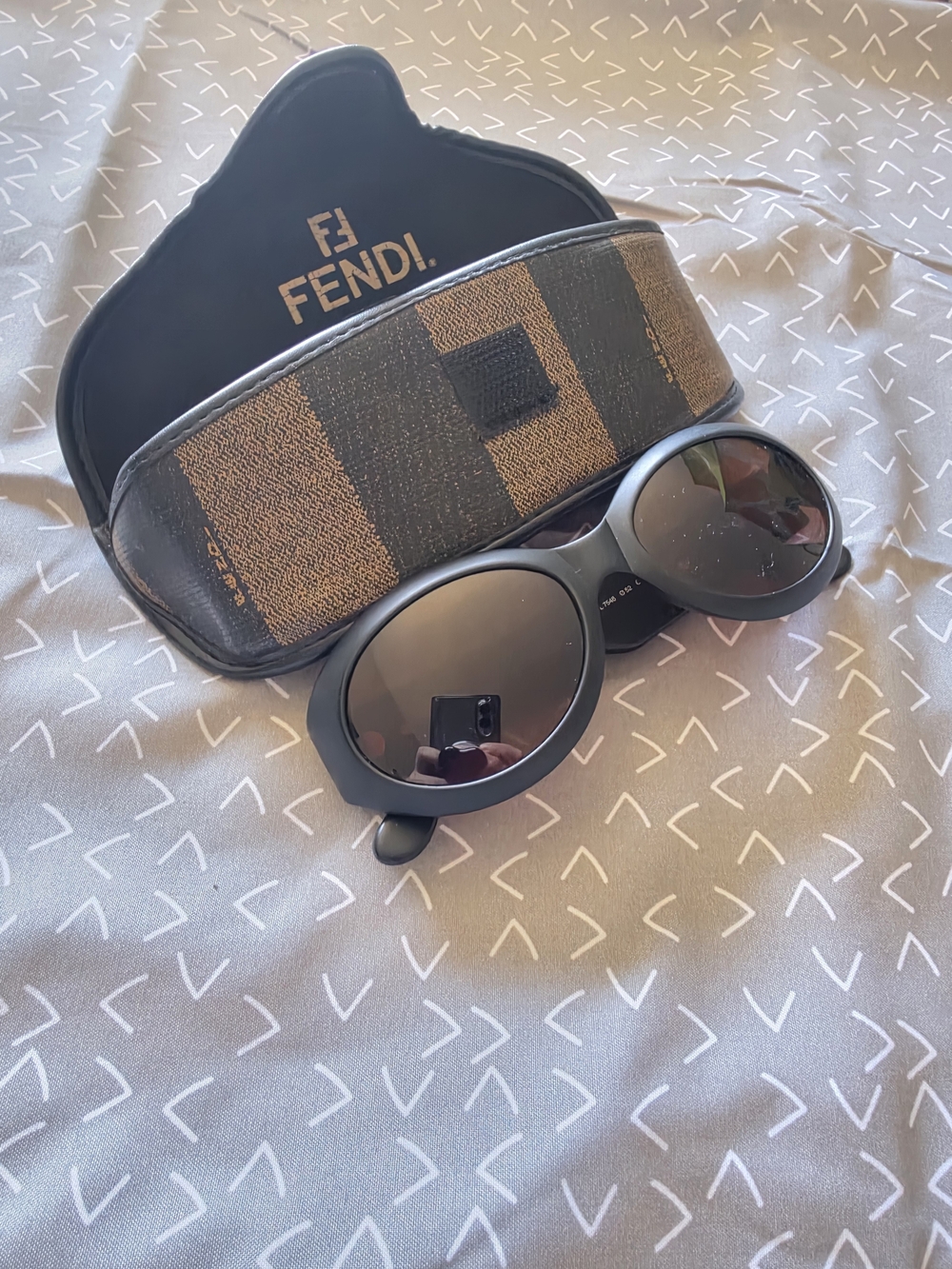 Fendi Black Round Sunglasses with Signature Case